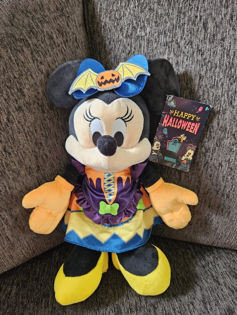 Disney Minnie Mouse Halloween Plush - Black, Orange, Purple, Yellow & Blue